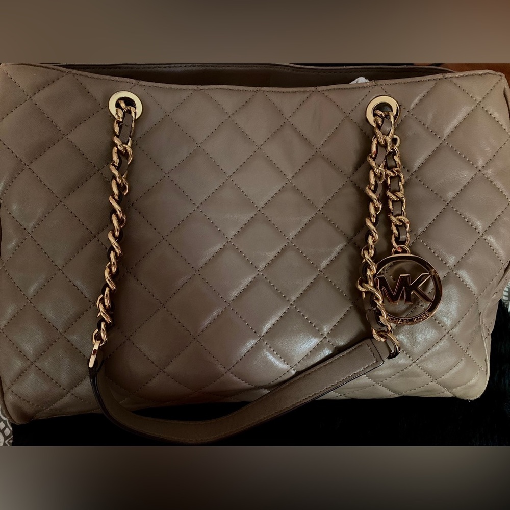 Michael Kors Nude Susannah Leather Tote